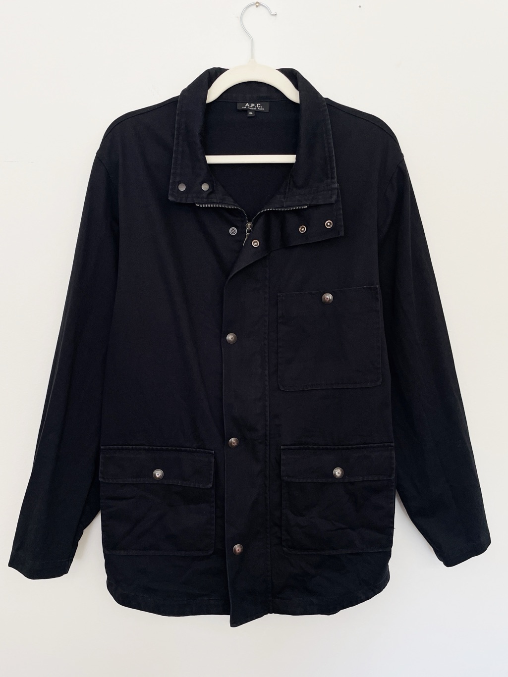 Apc Men’s Military Jacket Feild Coat Utility Full Zip Army Cargo Collared Sz Xl